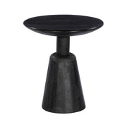 GHome UK Solid Mango Wood Black Round Side Table Sandblast Finish